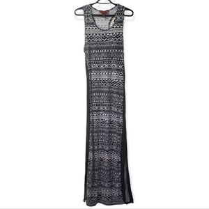 Hot Kiss Womens L Black/White Pattern Sleeveless Split Tank Dress